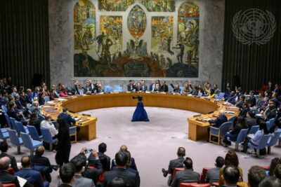 15일(현지 시각) 미국 뉴욕 유엔본부에서 유엔 안전보장이사회가 개최됐다. 이날 이스라엘과 하마스의 교전 중단을 촉구하는 결의안이 채택됐다. /유엔